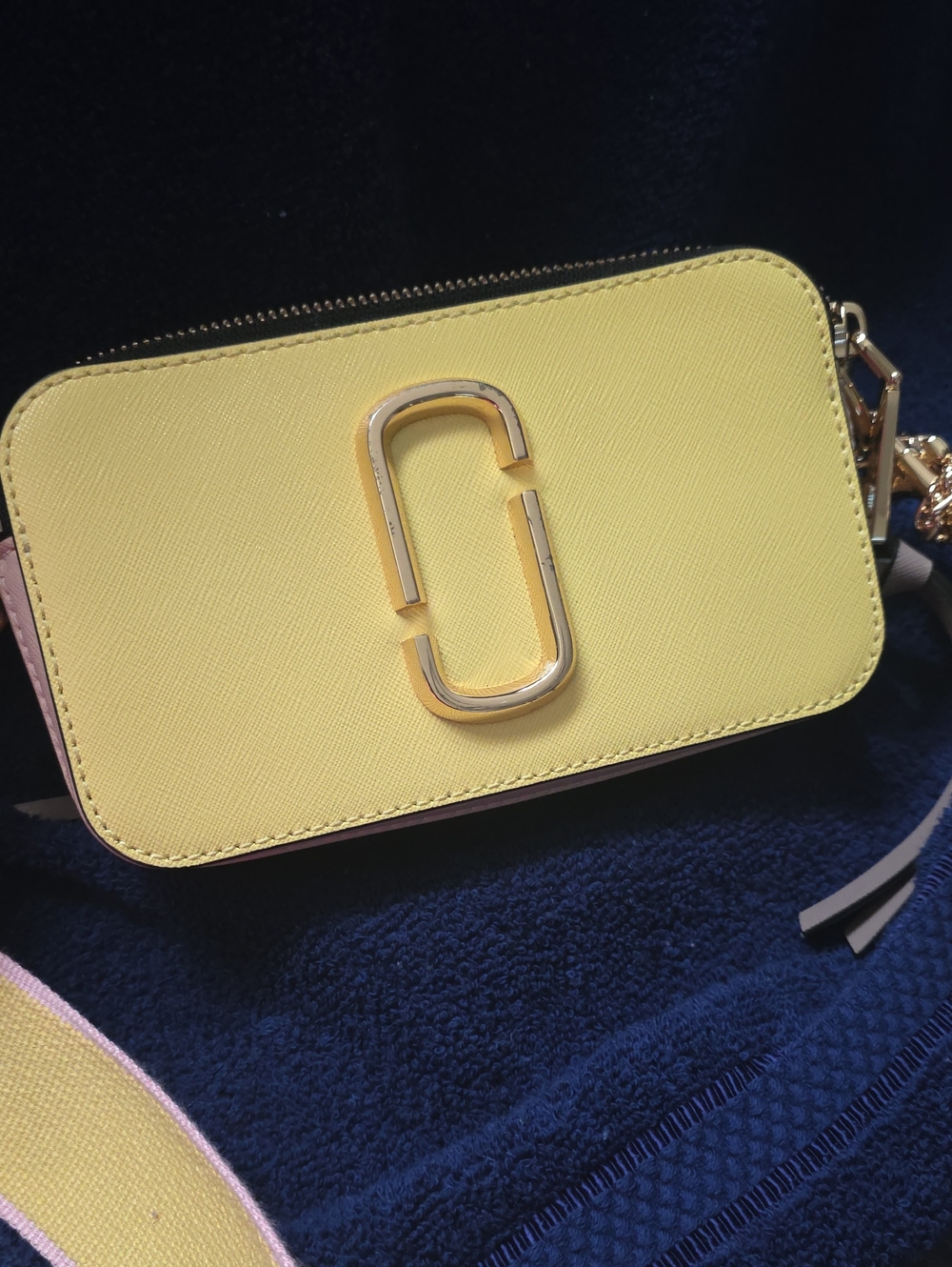 Marc Jacobs Yellow Crossbody Camera Bag with Gold Hardware
